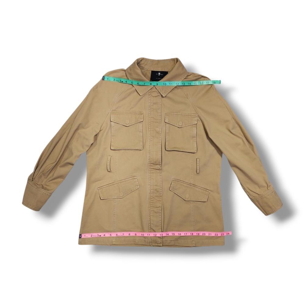 7 For All Mankind Military Utility Full Zip Snap Buttons Brown Jacket Women's M - Picture 4 of 16